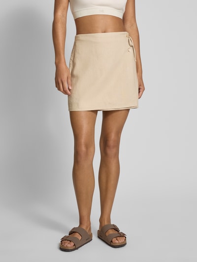 Only Ausgestellter Wickelrock Viskose-Leinen-Mix Modell 'CARO' Sand 4