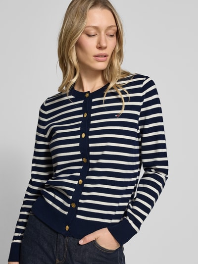 Tommy Hilfiger Kardigan rozpinany o kroju regular fit z mieszanki bawełny Granatowy 3