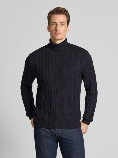 Jack & Jones Premium Gebreide pullover met kabelpatroon Marineblauw - 4