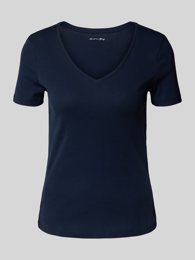 Christian Berg Woman T-Shirt mit geripptem V-Ausschnitt Dunkelblau 2
