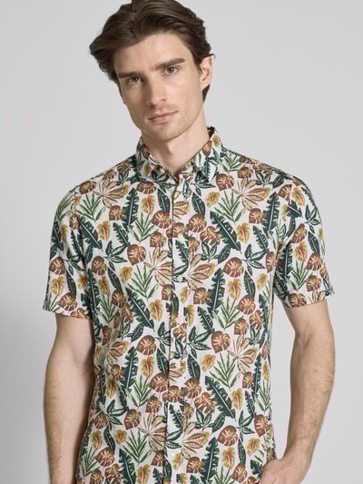 Jake*s Casual Fit Freizeithemd aus Leinen-Baumwoll-Mix Weiss 3