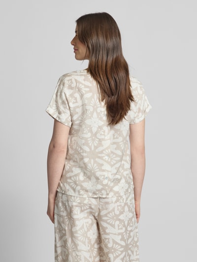 Christian Berg Woman Blouseshirt van linnen met ronde hals Beige - 5