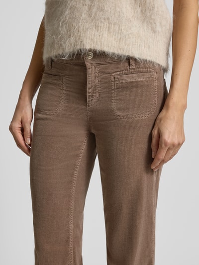 Cambio Bootcut corduroy broek met steekzakken, model 'TESS' Roodbruin - 3
