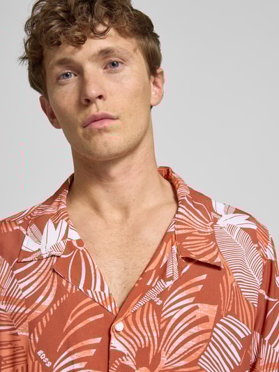 BOSS Relaxed fit vrijetijdsoverhemd met resortkraag Oranje - 3