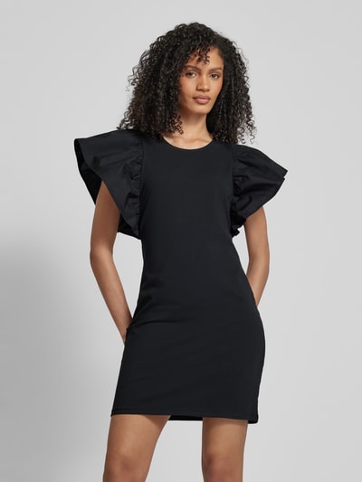 ICHI Knielange jurk met ronde hals, model 'PARISA' Zwart - 4