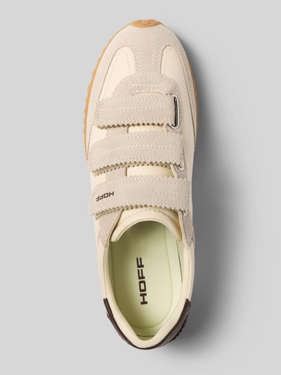 Produktfoto, Sneaker aus echtem Leder mit Klettverschluss Modell 'Bridge' von HOFF in Beige und Braun, abgerundete Form, sichtbare Struktur, Damen Sneaker, Absatzhöhe 1 cm, Schafthöhe 8 cm, Schaftweite 9 cm, Draufsicht