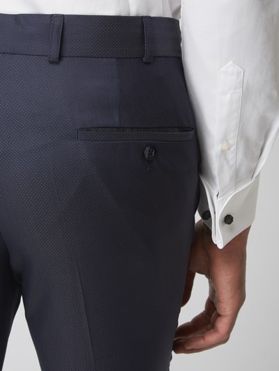 Wilvorst Slim fit pantalon met geweven motief Marineblauw - 3