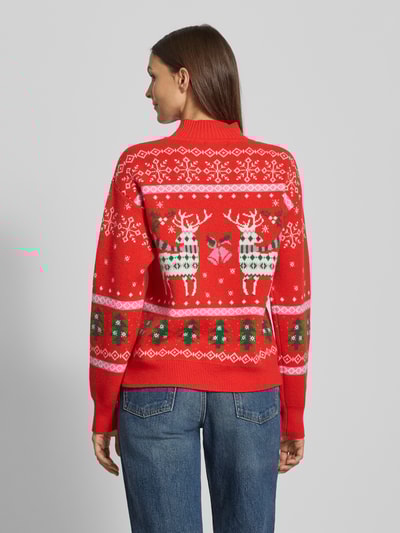 Christian Berg Woman Kersttrui met ribboorden Lichtrood - 5