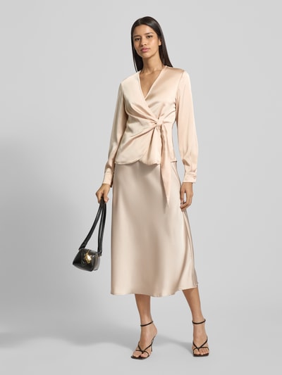Neo Noir Regular Fit Wickelbluse aus Satin Modell 'Petris' Beige 1