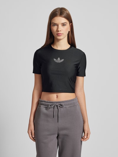 adidas Originals Cropped T-Shirt mit Strasssteinbesatz Black 4