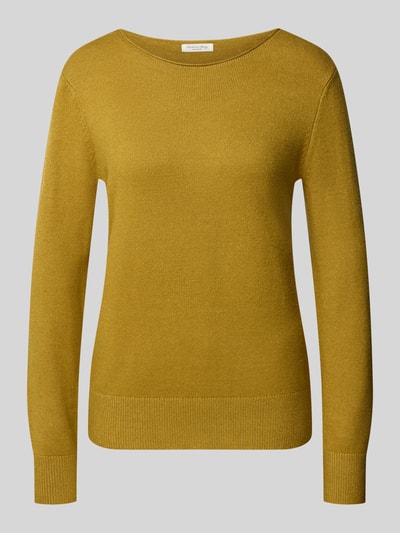 Christian Berg Woman Regular Fit Strickpullover aus Viskose-Mix mit U-Boot-Ausschnitt Senf Melange 1
