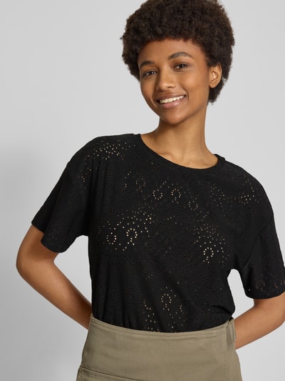 Pieces Regular Fit T-Shirt mit Ausbrenner-Effekt Modell 'ABBY' Black 3