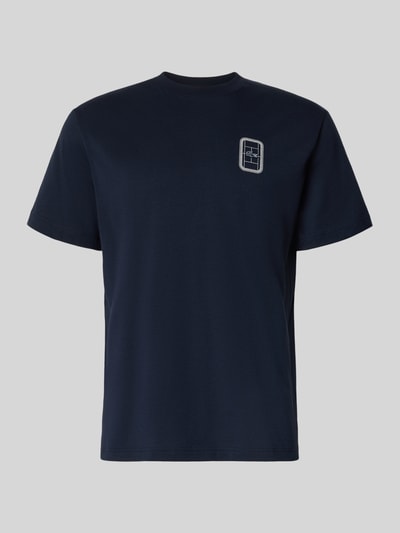 Produktfoto, dunkelblaues Regular Fit T-Shirt aus reiner Baumwolle Modell 'CN Tenniscourt Backprint' von Lacoste, Herren T-Shirt, glatte Textur