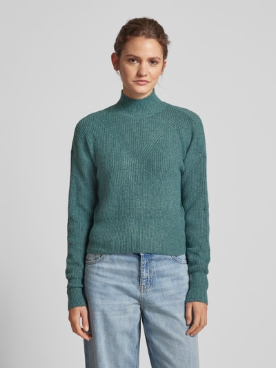 Noisy May Gebreide pullover met opstaande kraag, model 'NELLA' Rietgroen - 4