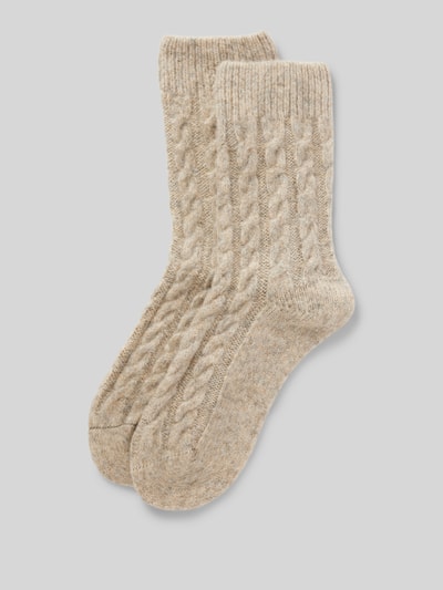 camano Socken mit Zopfmuster Beige 1