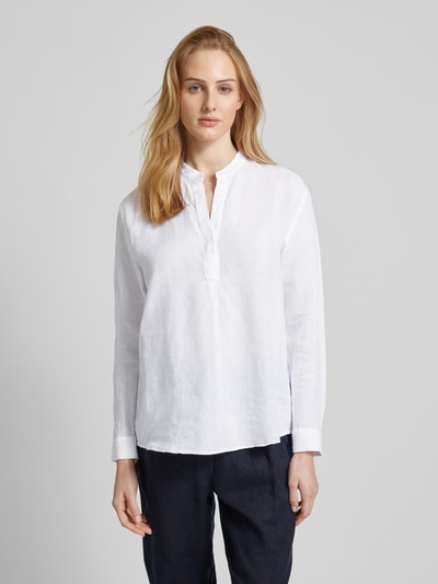 Seidensticker Linnen blouse met serafinohals Wit - 4