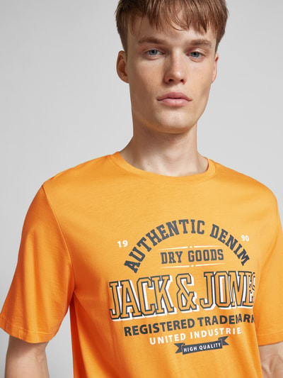 Jack & Jones T-shirt met labelprint, model 'ELOGO' Goud gemêleerd - 3