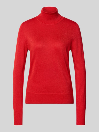 Produktfoto, Strickpullover mit gerippten Abschlüssen von Christian Berg Woman in Rot, aus Viskose-Mix, Slim Fit, Rollkragen, langen Ärmeln