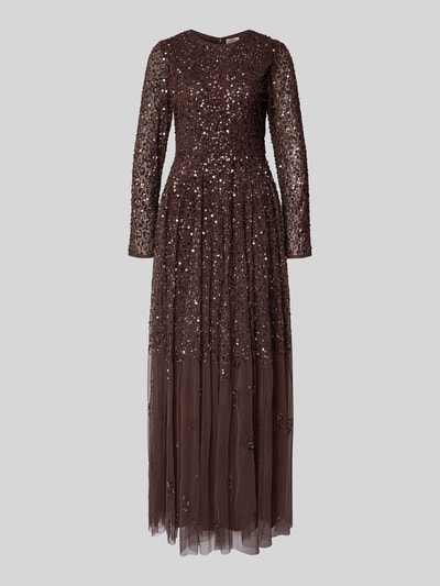 Lace & Beads Maxikleid mit Rundhalsausschnitt Dunkelbraun 2