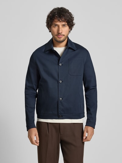 Manuel Ritz regular fit hemdjack met borstzak Marineblauw - 4