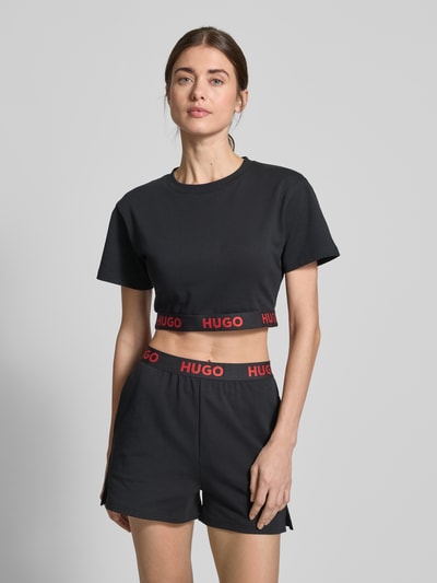 HUGO Cropped T-Shirt mit Rundhalsausschnitt Modell 'SPORTY' Black 4