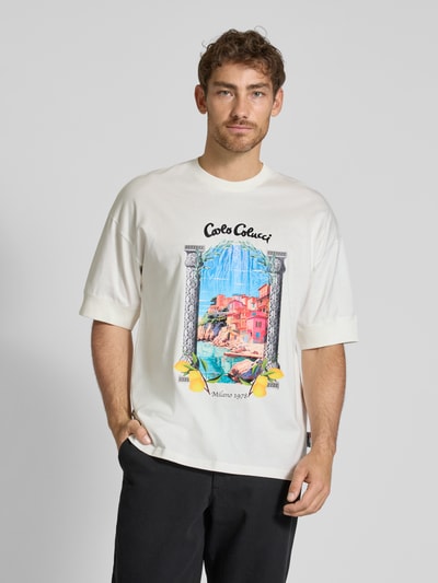 CARLO COLUCCI Oversized T-Shirt mit Label-Print Offwhite 4