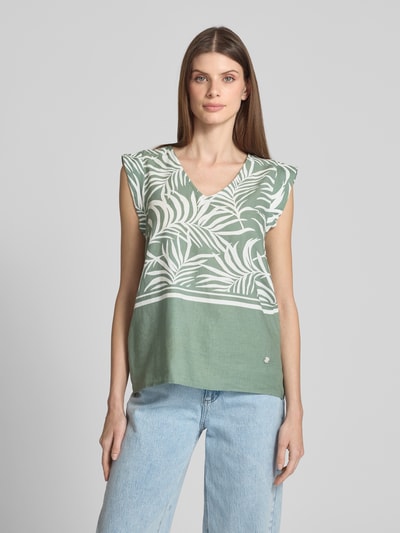 ZABAIONE Regular Fit Blusentop aus Leinen-Baumwoll-Mix Khaki 4