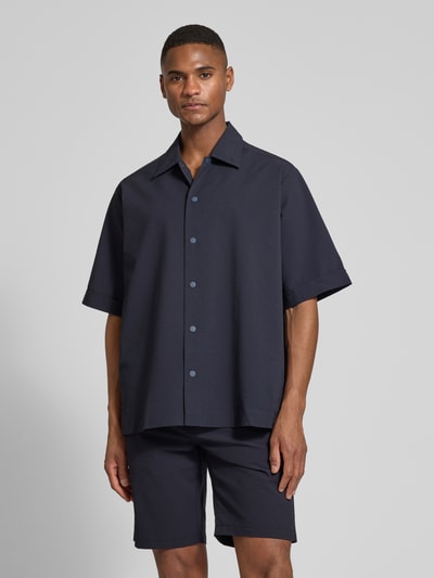 BOSS Orange Vrijetijdsoverhemd met drukknoopsluiting Donkerblauw - 4