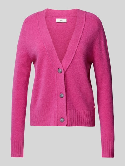 Fynch-Hatton Regular fit cardigan van wol met V-hals Felroze - 2