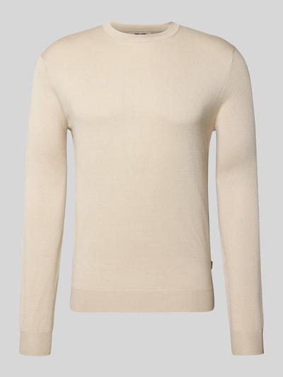 Only & Sons Regular Fit Strickpullover aus Viskose-Mix Modell 'WYLER' Beige 2