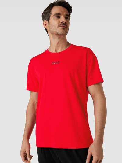 HUGO Oversized T-shirt met labelprint, model 'Linked' Rood - 3