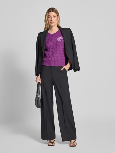 Lauren Ralph Lauren Gebreide pullover met labelstitching, model 'TARJYLL' Paars - 1