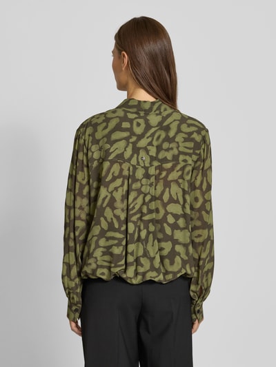 Marc Cain Bluzka o kroju regular fit z wiskozy z tunelem Khaki 5