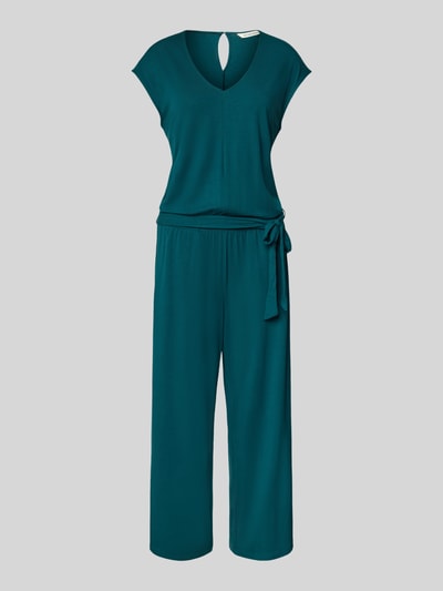 Tom Tailor Regular fit jumpsuit met strikceintuur Donkergroen - 2