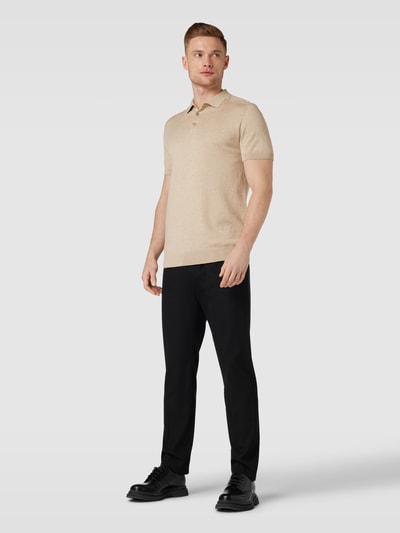 SELECTED HOMME Koszulka polo z krótką listwą guzikową model ‘BERG’ Beżowy melanż 1
