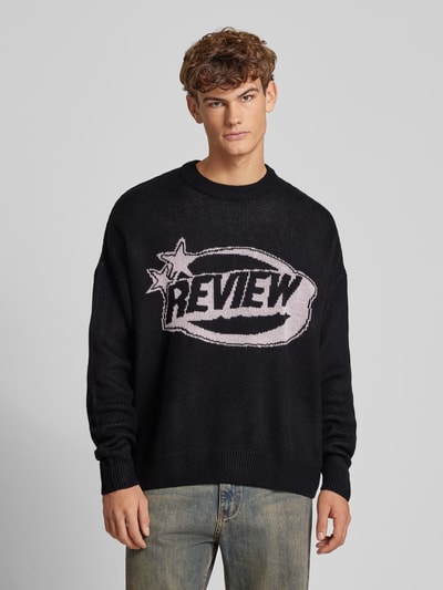 REVIEW Strickpullover mit Label-print Black 4