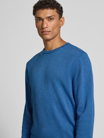 Christian Berg Men Gebreide pullover met ribboorden Jeansblauw gemêleerd - 3