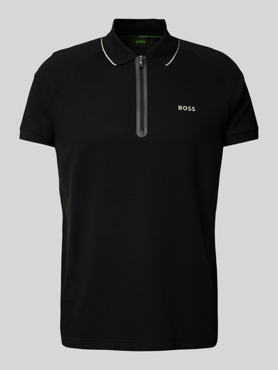 BOSS Green Regular fit poloshirt met structuurmotief, model 'Philix' Zwart - 2