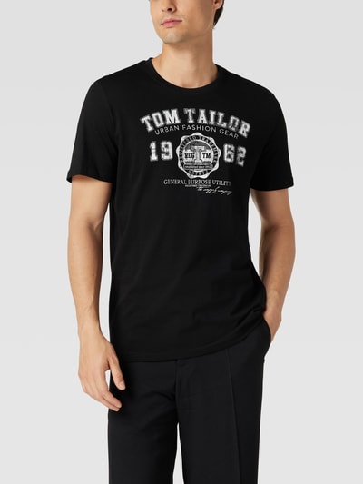 Tom Tailor T-shirt met labelprint Zwart - 4