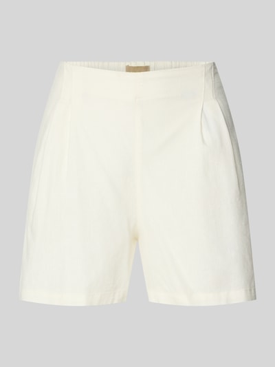 Productfoto, JJXX Shorts met elastische tailleband model 'ALMIRA', dames short van viscosemix met linnen, straight fit, wit, detailrijke textuur