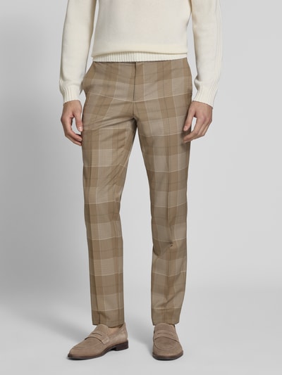 HUGO Spodnie garniturowe o kroju extra slim fit z czystej żywej wełny model 'Hogan263X' Beżowy 4