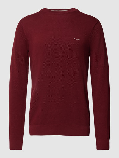 Gant Strickpullover mit Label-Stitching Bordeaux 2