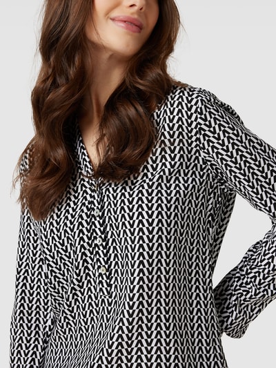 Montego Blouseshirt met all-over motief Zwart - 3