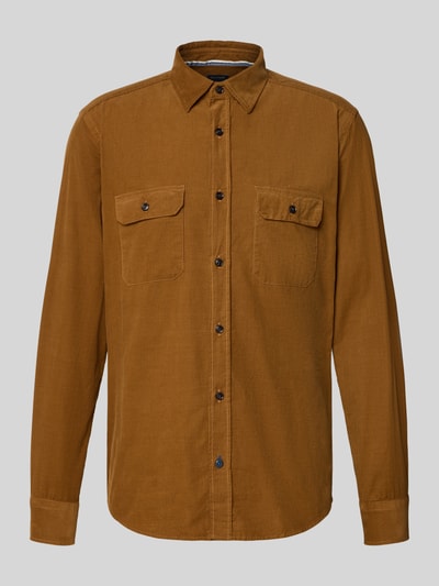 OLYMP Level Five Regular fit ribcordoverhemd met kentkraag Cognac - 2