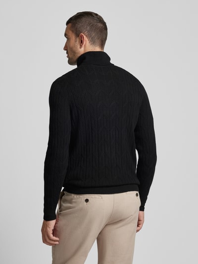 Christian Berg Men Gebreide pullover met structuurmotief Zwart - 5