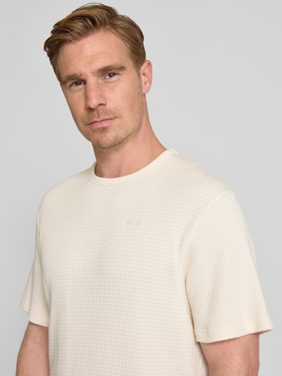 Forét T-Shirt mit Logo-Stitching und Rundhalsausschnitt Offwhite 3