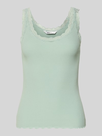 Produktfoto, Slim Fit Tank Top aus Bio-Baumwoll-Mix Modell 'SARA' von Only, Optik: Unifarben, Spitze, U-Ausschnitt, schmale Träger, Feinripp.