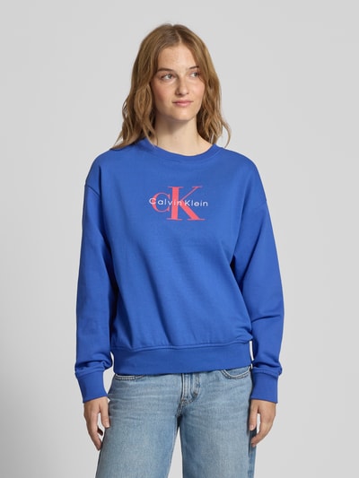 Calvin Klein Jeans Sweatshirt met labelprint Koningsblauw - 4