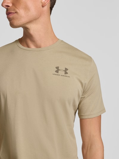 Under Armour T-shirt z nadrukiem z logo Khaki 3