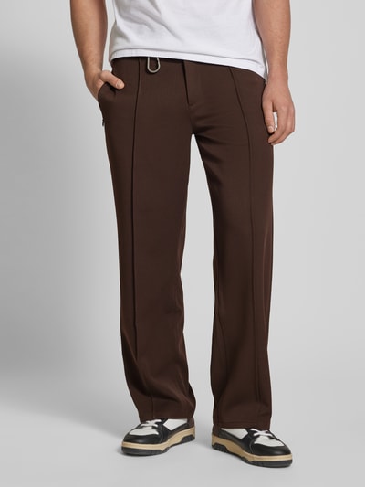 EIGHTYFIVE Stoffhose mit Nahtreißverschlusstaschen Dunkelbraun 4